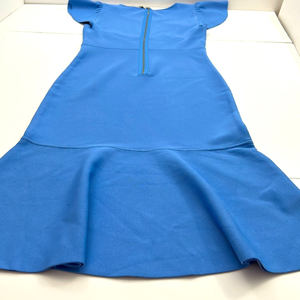 BCBG MaxAzria Women’s M Light Blue Bandage Dress Ruffle Skirt - Picture 7 of 9